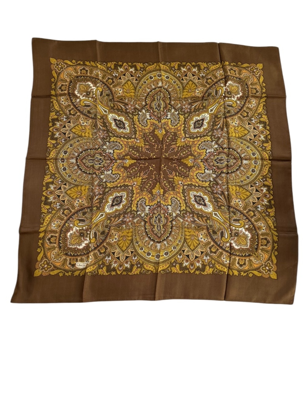 Liberty of London NEW bronze gold paisley 100% silk scarf 27" sq
